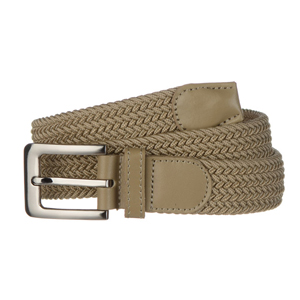 Braided web belt beige with traditional pin buckle